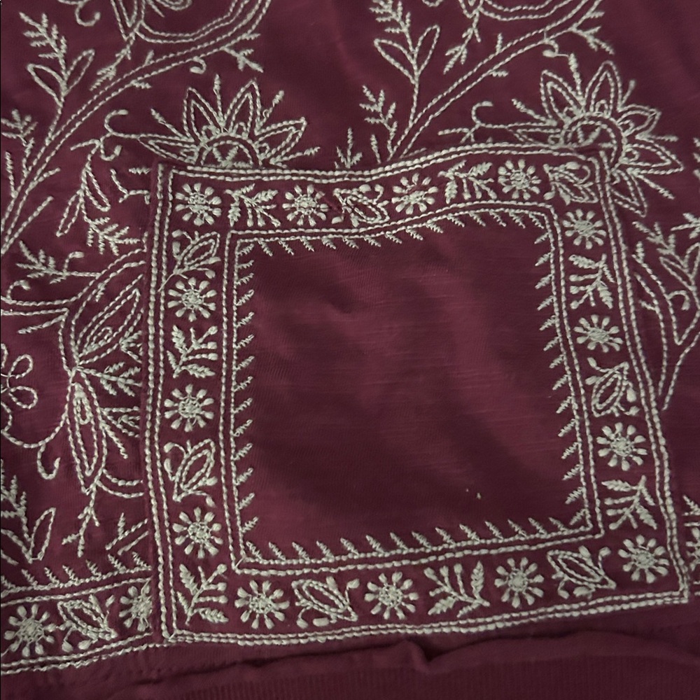 Soft surroundings sweater with hood embroidery button front boho women’s medium - Picture 7 of 8